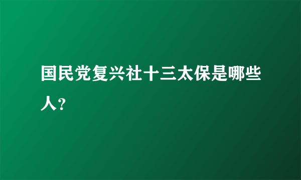 国民党复兴社十三太保是哪些人？