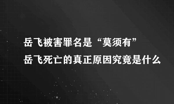 岳飞被害罪名是“莫须有” 岳飞死亡的真正原因究竟是什么