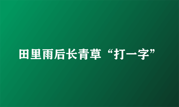 田里雨后长青草“打一字”