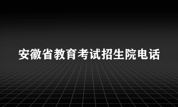 安徽省教育考试招生院电话