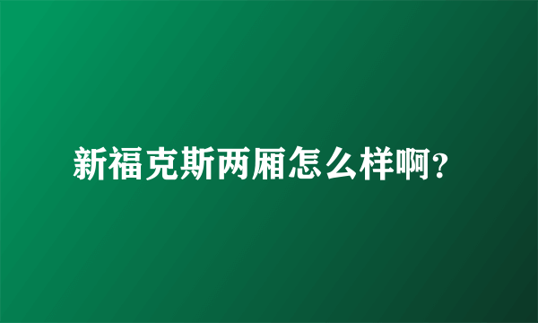 新福克斯两厢怎么样啊？