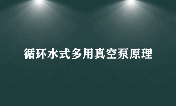 循环水式多用真空泵原理