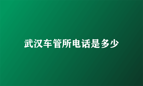 武汉车管所电话是多少