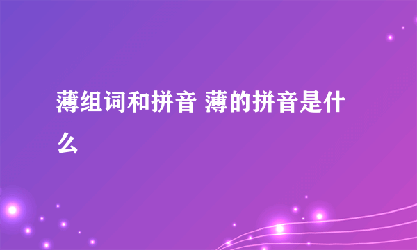 薄组词和拼音 薄的拼音是什么