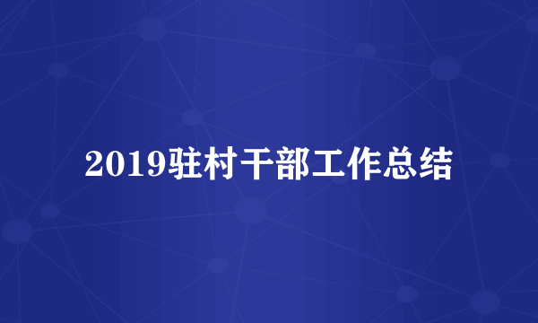 2019驻村干部工作总结
