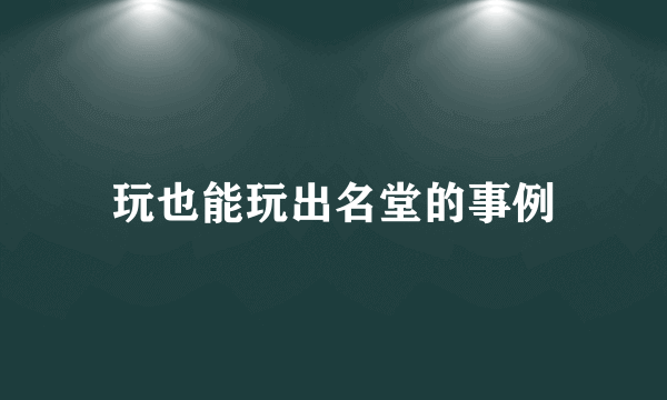 玩也能玩出名堂的事例