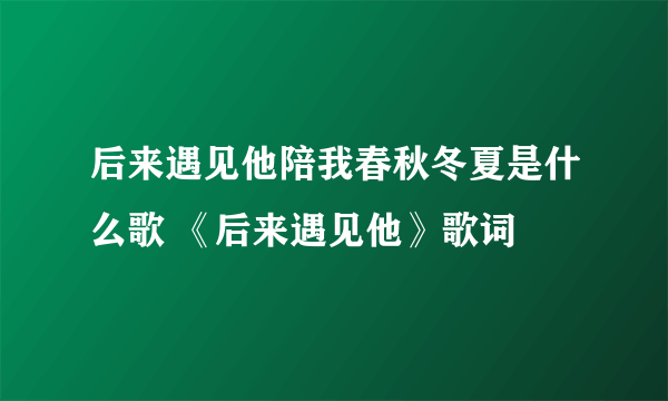后来遇见他陪我春秋冬夏是什么歌 《后来遇见他》歌词