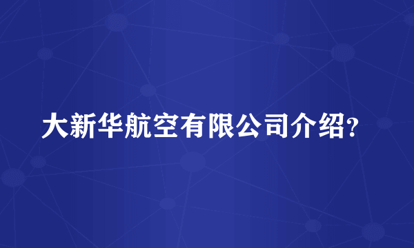 大新华航空有限公司介绍？