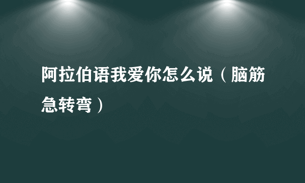 阿拉伯语我爱你怎么说（脑筋急转弯）