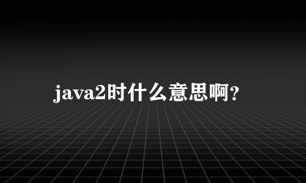 java2时什么意思啊？