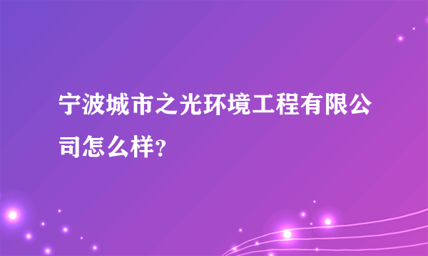 宁波城市之光环境工程有限公司怎么样？