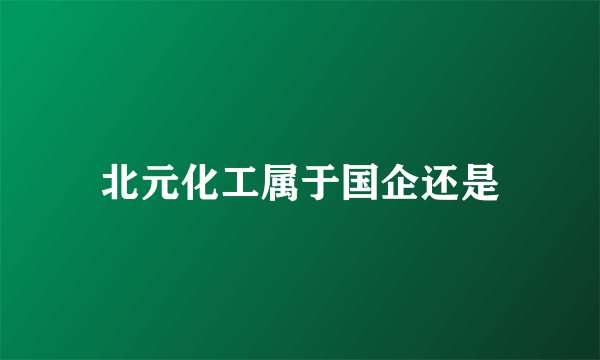 北元化工属于国企还是