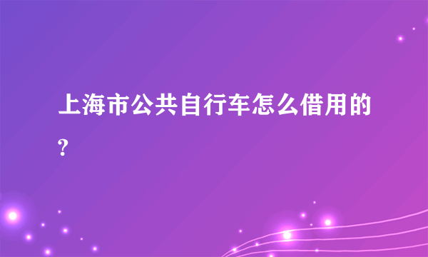 上海市公共自行车怎么借用的?