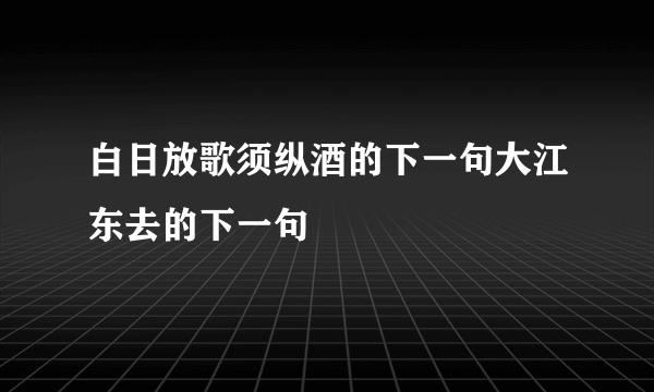 白日放歌须纵酒的下一句大江东去的下一句