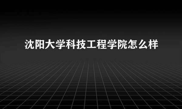 沈阳大学科技工程学院怎么样