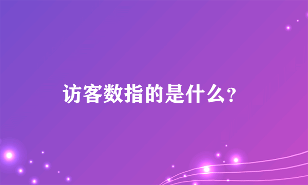 访客数指的是什么？