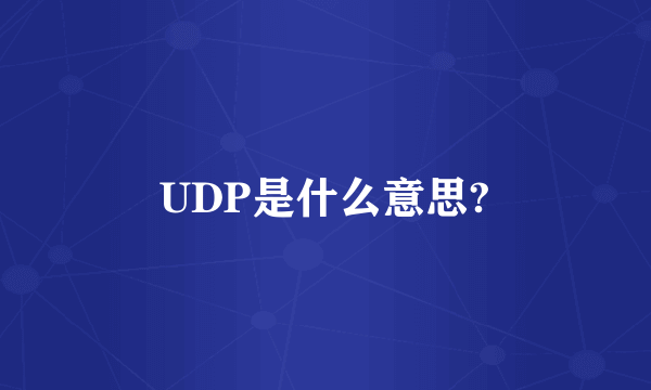 UDP是什么意思?