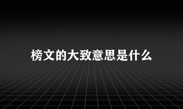 榜文的大致意思是什么