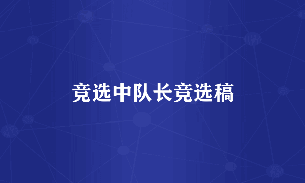 竞选中队长竞选稿