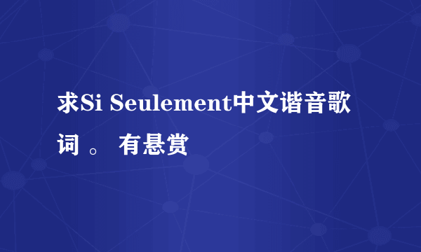 求Si Seulement中文谐音歌词 。 有悬赏