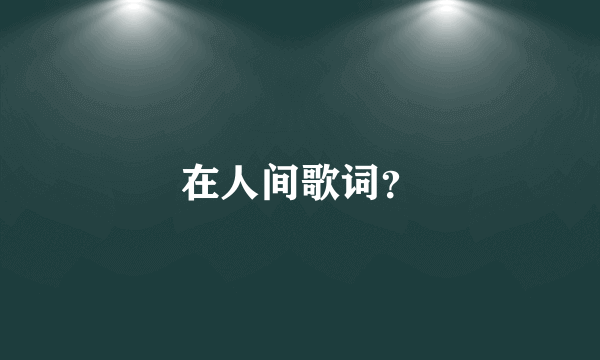 在人间歌词？