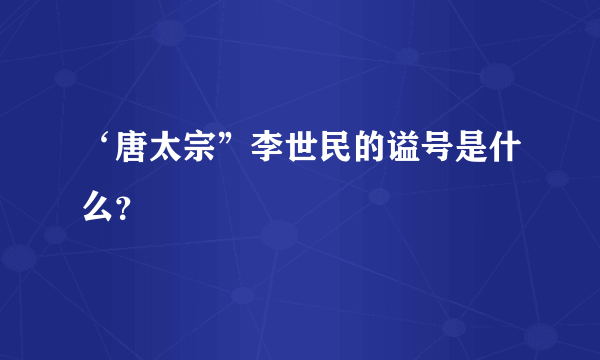 ‘唐太宗”李世民的谥号是什么？