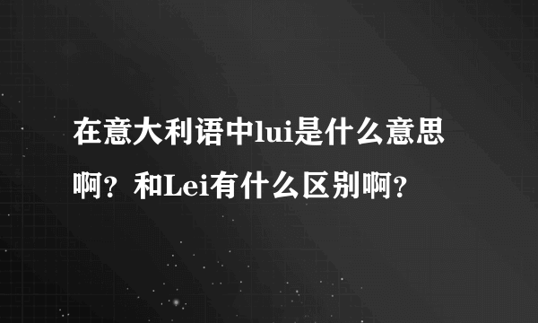 在意大利语中lui是什么意思啊？和Lei有什么区别啊？