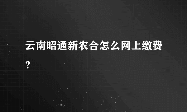 云南昭通新农合怎么网上缴费？