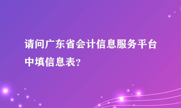 请问广东省会计信息服务平台中填信息表？