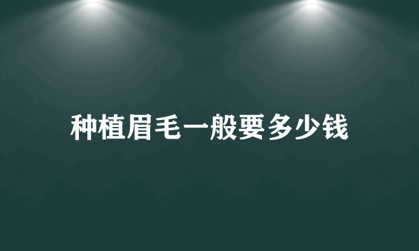 种植眉毛一般要多少钱
