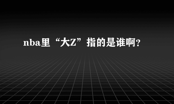 nba里“大Z”指的是谁啊？