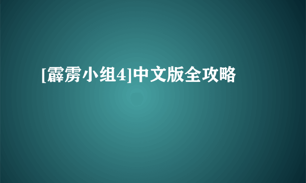 [霹雳小组4]中文版全攻略