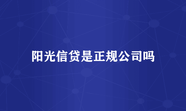 阳光信贷是正规公司吗