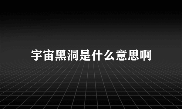 宇宙黑洞是什么意思啊
