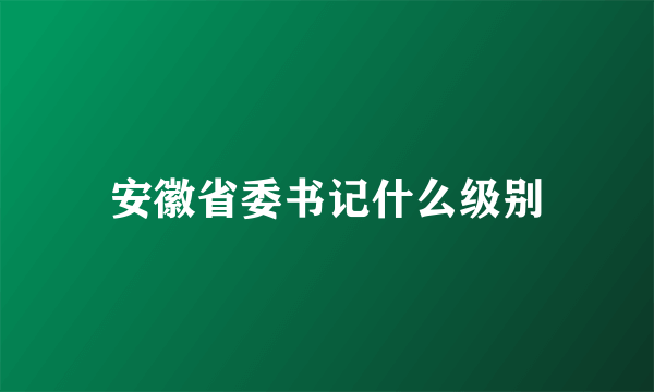 安徽省委书记什么级别