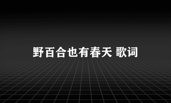 野百合也有春天 歌词