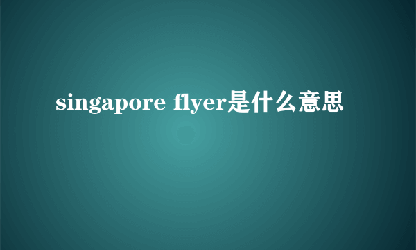 singapore flyer是什么意思