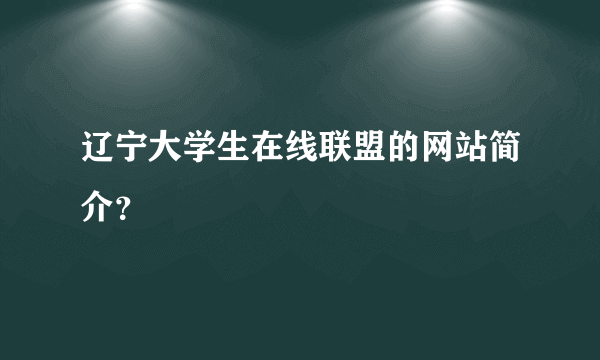 辽宁大学生在线联盟的网站简介？