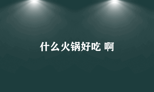 什么火锅好吃 啊
