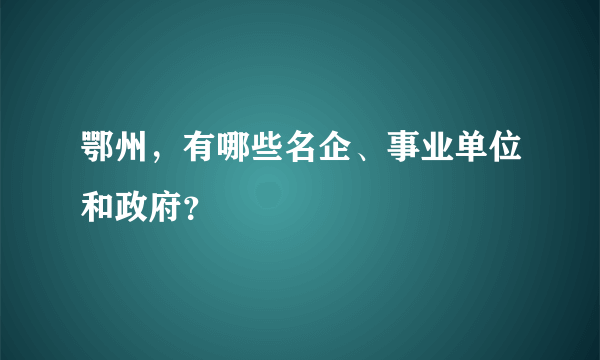 鄂州，有哪些名企、事业单位和政府？