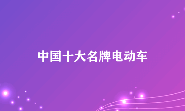 中国十大名牌电动车