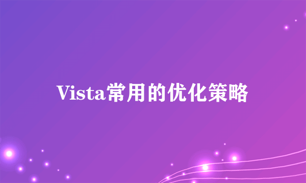 Vista常用的优化策略