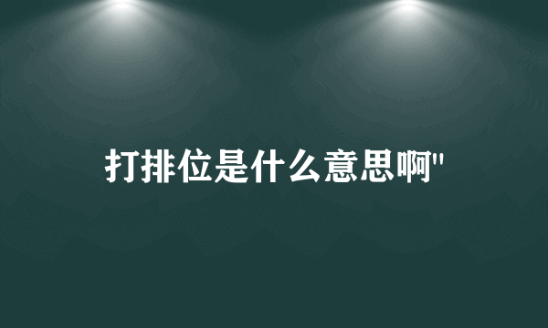 打排位是什么意思啊