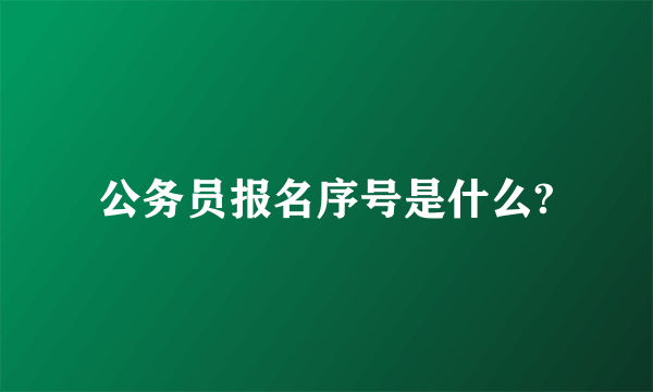 公务员报名序号是什么?