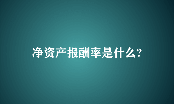 净资产报酬率是什么?
