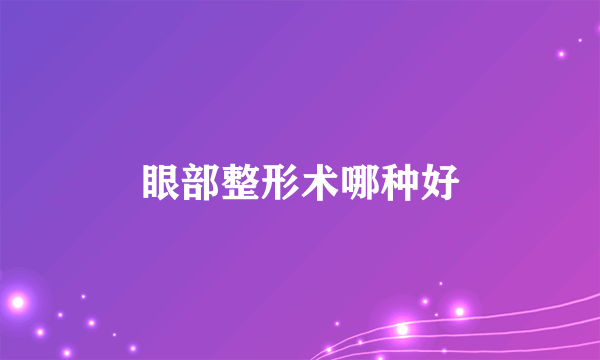 眼部整形术哪种好