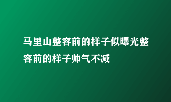马里山整容前的样子似曝光整容前的样子帅气不减