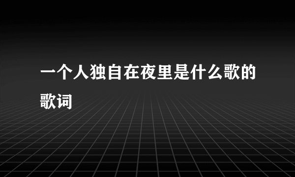 一个人独自在夜里是什么歌的歌词