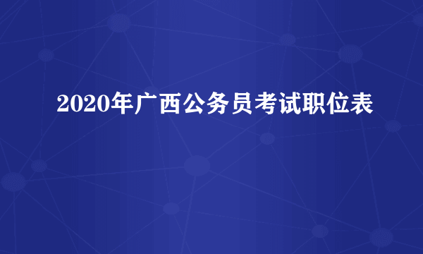 2020年广西公务员考试职位表