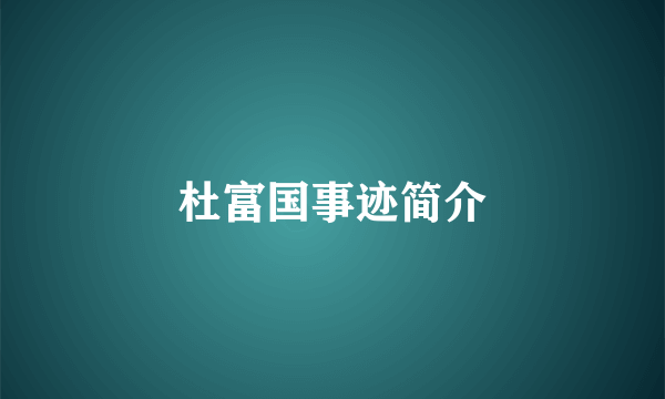 杜富国事迹简介